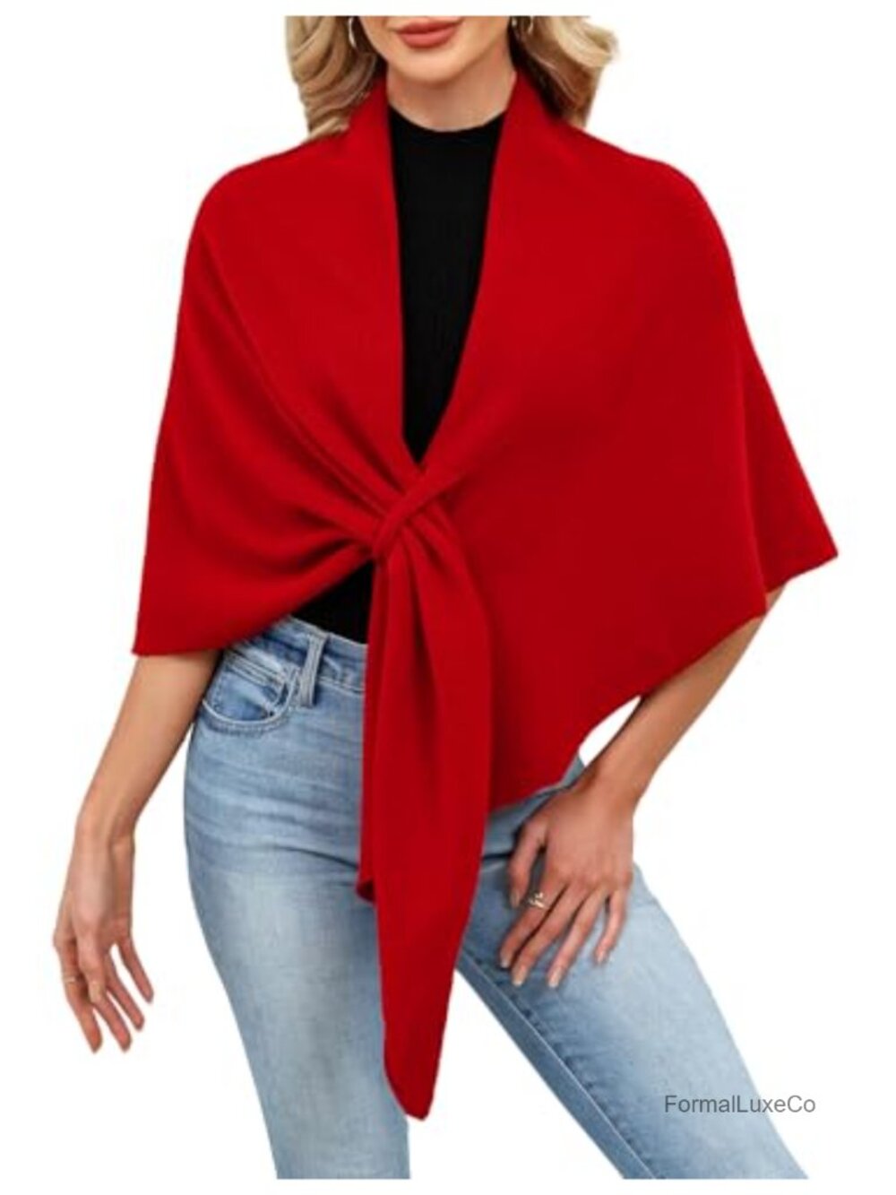 Women Soft Knit Open Front Poncho Shawl Wrap Sweater